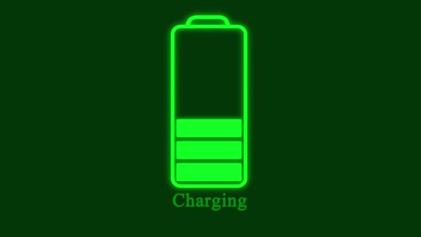 Animerad Smartphone Batteri Laddnings Ikon Med Gröna Nivåer Rörelse Grafik — Stockvideo