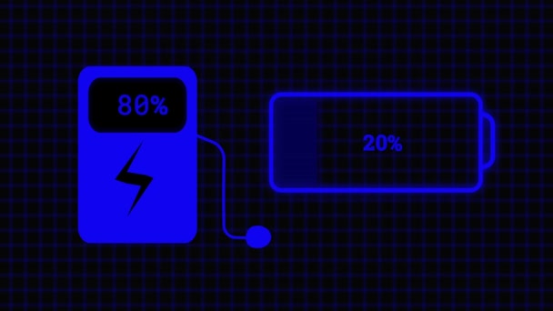 Digital Technology Animated Battery Charging System Motion Graphics — Stock Video