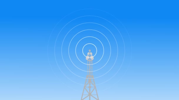 Technologia Cyfrowa Abstrakcyjny Wieża Anten Animacji Fali Radiowej Tła — Wideo stockowe