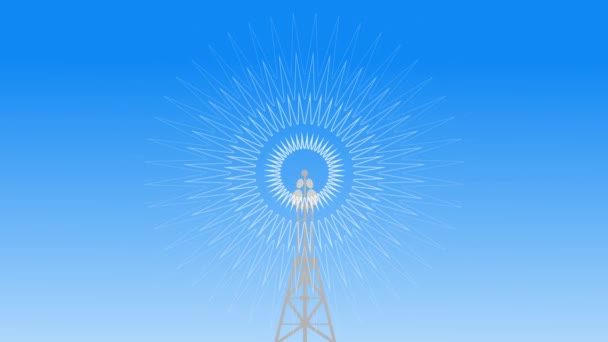 Digital Technology Abstract Tower Antennas Radio Wave Animation Background — Stockvideo
