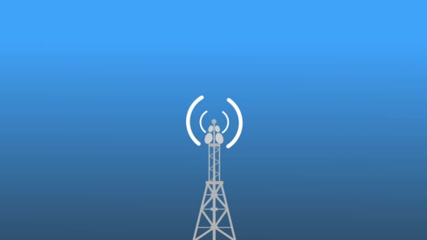 Digital Technology Abstract Connecting Tower Antennas Radio Wave Animation Background — Stockvideo