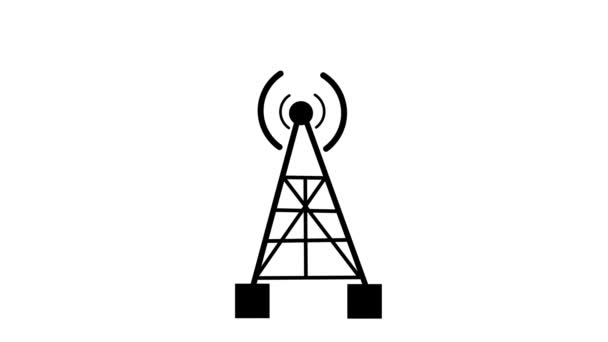 Technologia Cyfrowa Abstrakcyjna Łącząca Wieżę Antenami Animacja Fal Radiowych Tło — Wideo stockowe