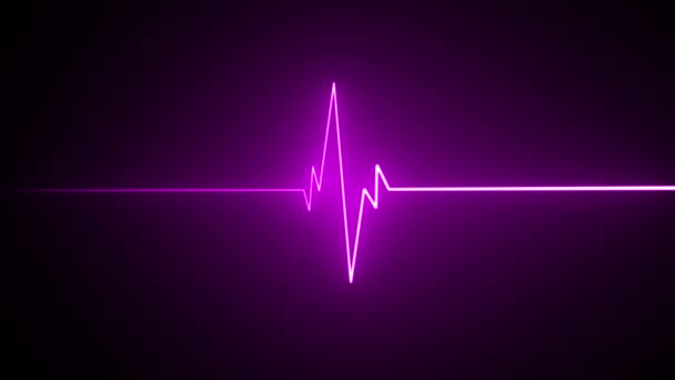 Анимационно Розовый Цвет Звуковой Волны Сердце Бьется Кардиограмма Импульсная Иконка — стоковое видео