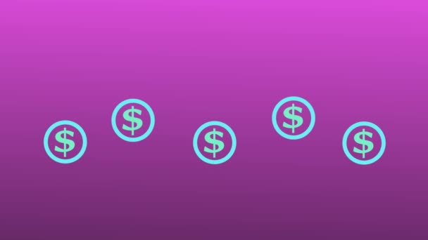 Colorful Animated Dollar Icon Red Pink Color Background — Stock Video