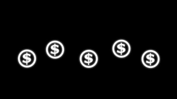 Colorful Animated Dollar Icon Black Background — Stockvideo