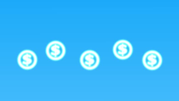 Colorful Animated Dollar Icon Cyan Color Background — Stockvideo