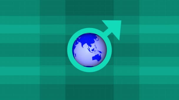 Planeta Terrestre Animado Sobre Fondo Forma Geométrica Color Verde Gráficos — Vídeos de Stock