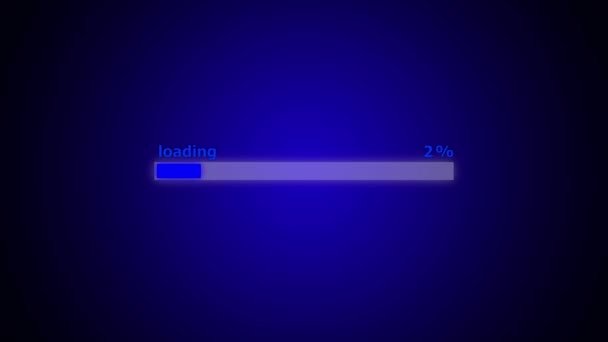 Technologia Cyfrowa Neon Abstrakcyjny Animowany Pasek Ładowania Tle Niebieskiego Koloru — Wideo stockowe