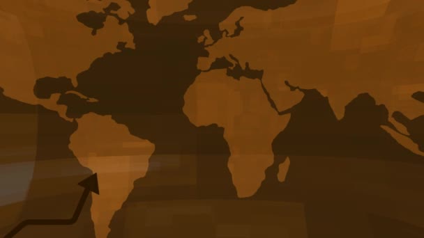 Streszczenie Poruszającego Się Świata Tło Animacji Mapy Nowoczesna Technologia Dla — Wideo stockowe