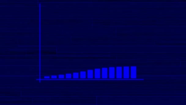 Μπλε Χρώμα Κινούμενο Ψηφιακό Επιχειρηματικό Γράφημα Μαύρο Χρώμα Γεωμετρικό Φόντο — Αρχείο Βίντεο