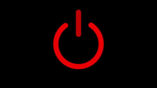 Red Color Power Button Turning Animated Black Background — Stock Video