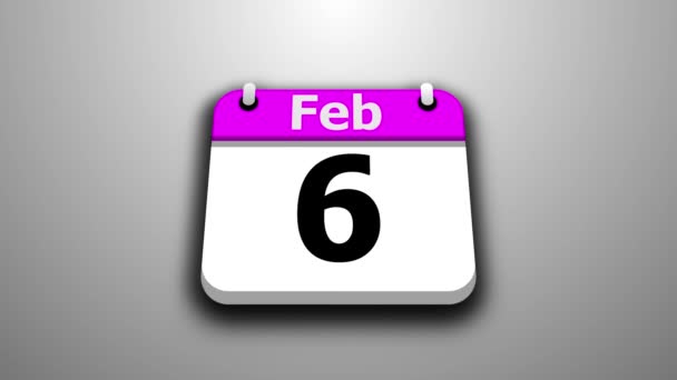 Februari Månad Kalender Animation Datum För Ändring Animation — Stockvideo
