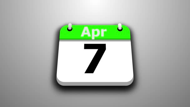 April Monat Kalenderanimation Animation Zur Änderung Des Datums — Stockvideo