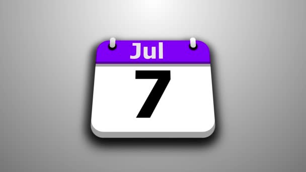 Juli Månad Kalender Animation Datum För Ändring Animation — Stockvideo
