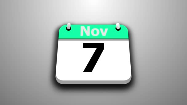 November Monat Kalenderanimation Animation Zur Änderung Des Datums — Stockvideo