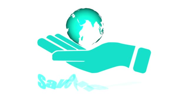 Logotyp Abstrakte Welt Zur Hand Animation Hintergrund Speichern Sie Den — Stockvideo