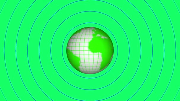 Planeta Tierra Abstracto Con Fondo Animación Ondas Radio — Vídeo de stock