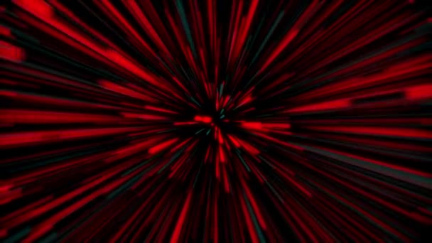Animerad Röd Färg Optiska Fiberstrålar Snabbt Kör Rörelse Grafik — Stockvideo