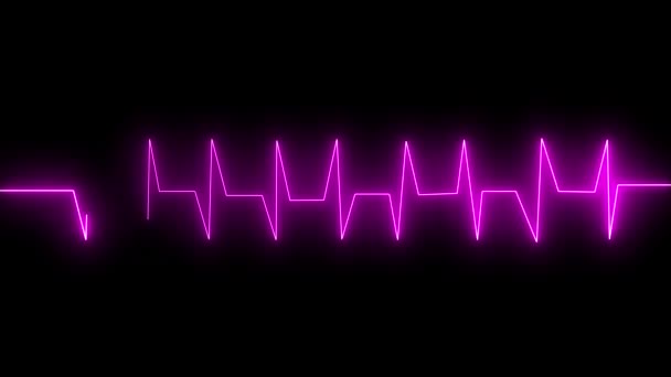 暗い背景にアニメーション化された鮮やかな紫色のネオン波形 — ストック動画