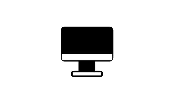 具有屏幕4K动画白色背景的最小化计算机监视器 — 图库视频影像
