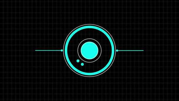 深网格背景下的未来主义霓虹灯蓝色Hud接口元素动画 — 图库视频影像
