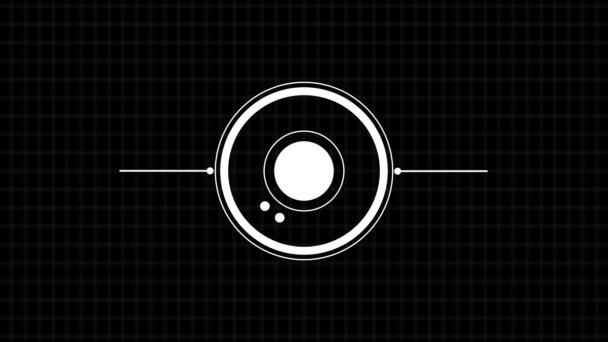 간단한 디자인으로 검은색 배경에 애니메이션 최소화 카메라 아이콘 — 비디오