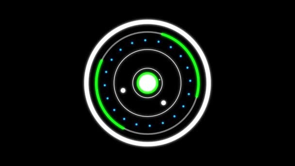 Interfaz Radar Digital Abstracta Con Puntos Verdes Brillantes Círculos Animados — Vídeo de stock