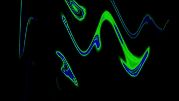 Abstrakti Neon Valoaallot Animoitu Mustalla Pohjalla — kuvapankkivideo