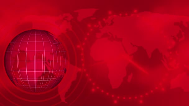 Globo Fundo Vermelho Com Mapa Mundo Negócio Global Conceito Viagem — Vídeo de Stock