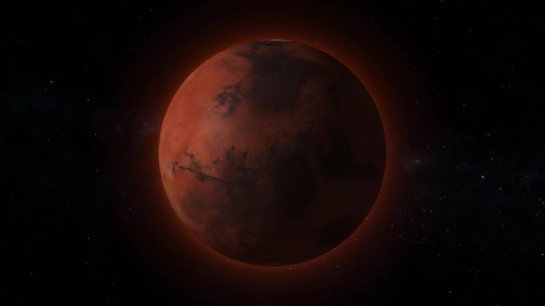 Realistisk Skildring Planeten Mars Mot Stjärnklar Rymdbakgrund — Stockvideo