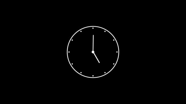 在白色背景上显示时间动画设计的时钟的简单线条绘图 — 图库视频影像