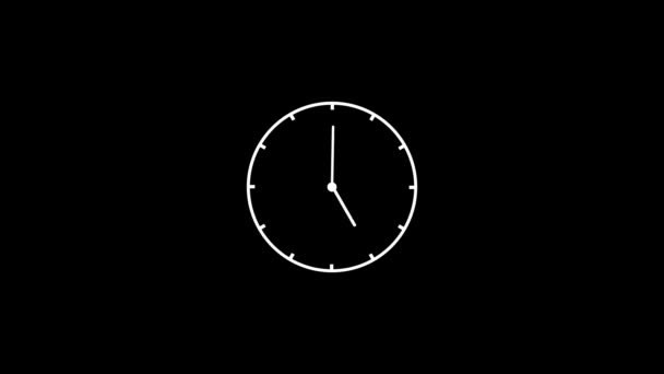 Simple Line Drawing Clock Showing Time Animated Design White Background — Stock Video