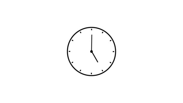 Prosty Rysunek Linii Zegara Pokazującego Animowany Projekt Białym Tle — Wideo stockowe