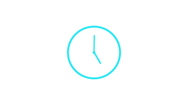 在白色背景上动画的简约蓝色时钟图标 — 图库视频影像