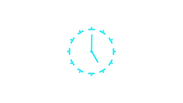 Ícone Relógio Azul Minimalista Animado Fundo Branco — Vídeo de Stock
