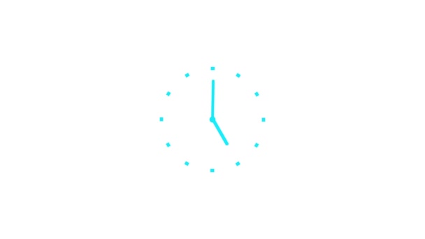 Minimalist Blue Clock Icon Animated White Background — Stock Video