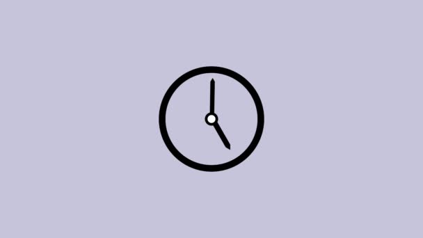 Icona Dell Orologio Minimalista Animato Uno Sfondo Viola — Video Stock