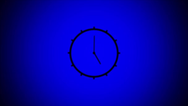Abstrakter Blauer Hintergrund Mit Minimalistischem Animiertem Uhrendesign Der Mitte — Stockvideo