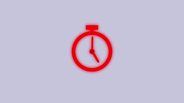 Icono Reloj Rojo Animado Sobre Fondo Blanco — Vídeos de Stock