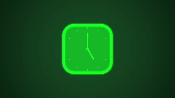 Reon Clock Icon Animated Green Background — стоковое видео