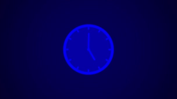 Neon Green Clock Icon Animated Dark Background — Stock Video