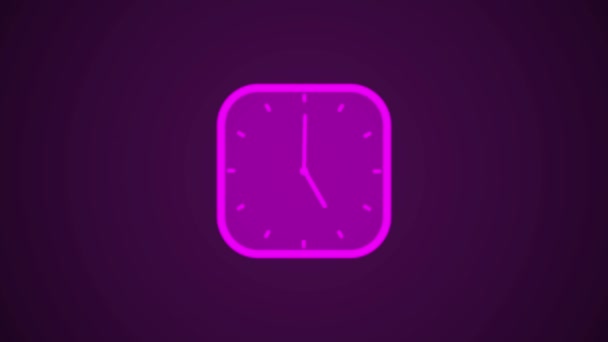 Orologio Viola Neon Animato Sfondo Colori — Video Stock
