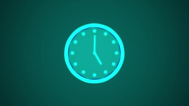 Koyu Mavi Arkaplanda Neon Saat Simgesi Canlandırıldı — Stok video