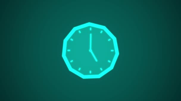 Icono Reloj Neón Animado Sobre Fondo Azul Oscuro — Vídeos de Stock