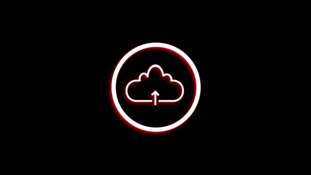 Icono Nube Neón Con Una Flecha Animada Sobre Fondo Negro — Vídeo de stock