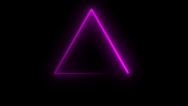 黒い背景にアニメーションされたネオンピンクの三角形 — ストック動画