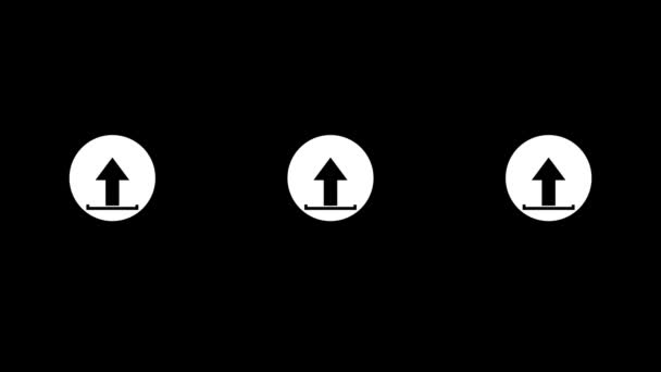 黒い背景にアニメーションされた円の3つの上向き矢印 — ストック動画