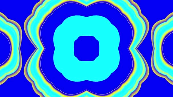 Fondo Azul Abstracto Animado Con Patrones Simétricos Tipo Hoja Colores — Vídeo de stock