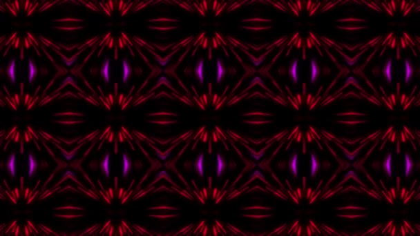Patrón Sin Costura Abstracto Con Formas Simétricas Luz Neón Rojo — Vídeos de Stock