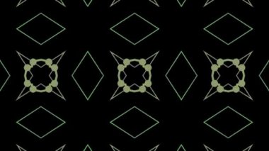 Karanlık bir arkaplan üzerinde simetrik şekilli soyut geometrik desen.